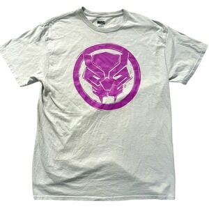 Marvel Black Panther T-Shirt Gray Purple Graphic Print Large‎ Men's